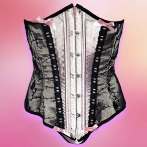 Daisy Corsets Luxury Pink Black Coquette Underbust Corset Waist Trainer S NWT